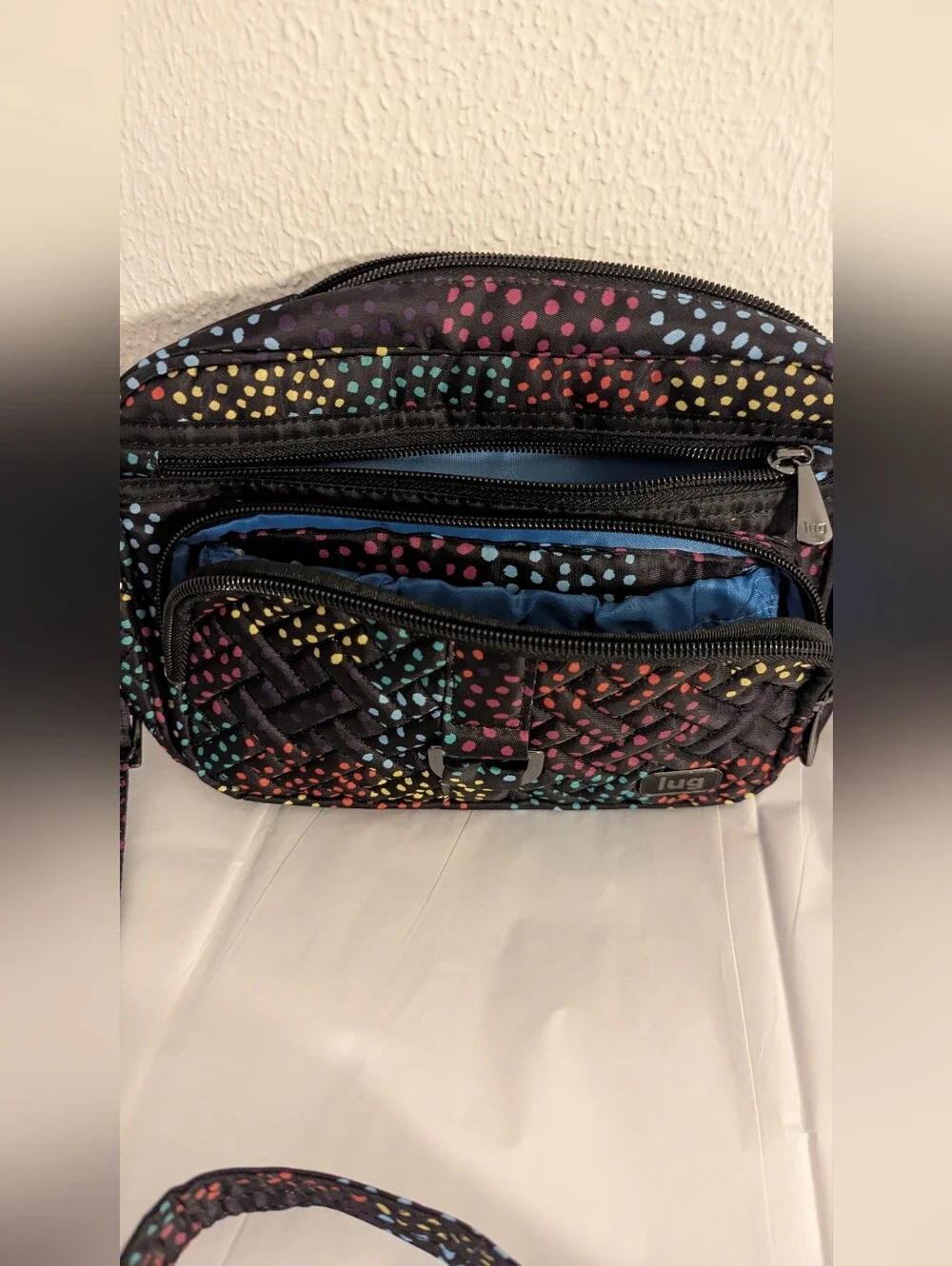 Lug Carousel Black Colorful Dots  Convertible Crossbody Belt Hip Bag Purse